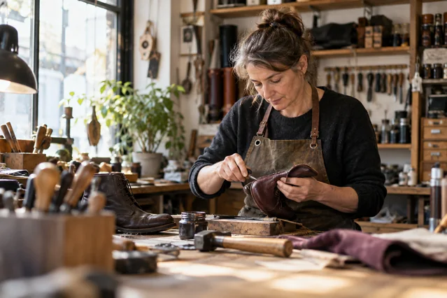 Local service businesses at work — generated editorial photograph